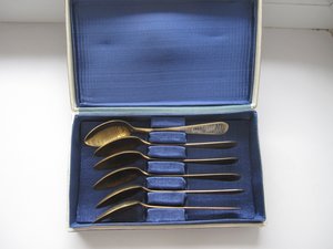 Ложки чайные и ложка для меда Северная чернь "Елочки"