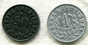 1 злотый 50 грошей Польша. Ковель. Кредитная марка 50 полка