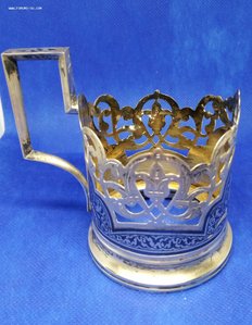 Подстаканник. Серебро 875 пр. Гравировка, чернь