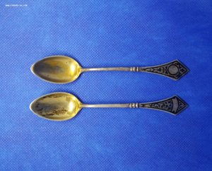 Ложки серебро. 875 пр., чернь.