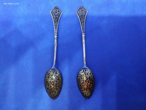 Ложки серебро. 875 пр., чернь.