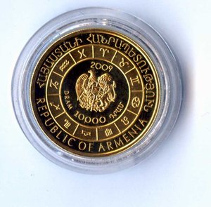 10000 драм. Армения. Телец. Золото.