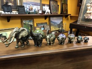 Комплект СЛОНОВ. Бронза. Натуральный камень.