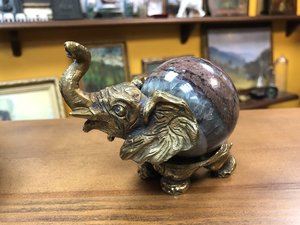 Комплект СЛОНОВ. Бронза. Натуральный камень.