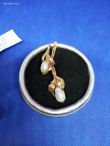 Серьги, кольцо. Золото 583. Барочный жемчуг