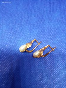 Серьги, кольцо. Золото 583. Барочный жемчуг