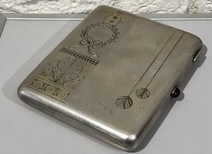 Портсигар 1ЮФ серебро 875 пр. Довоенный.