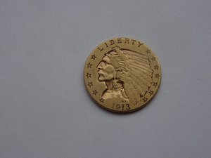 2 1/2 $ индеец 1913 г.(золото)