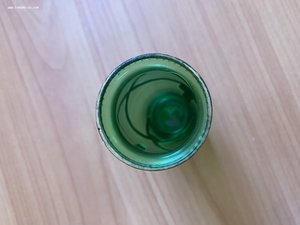 Вазочка,зелёное стекло,роспись