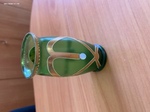 Вазочка,зелёное стекло,роспись