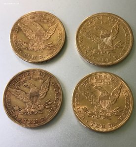 10 долларов США - 4 монеты