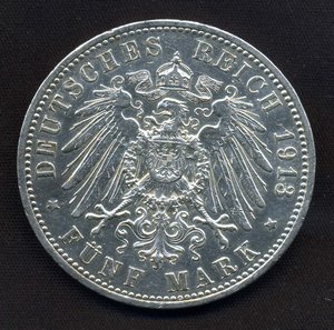 Пруссия 5 марок 1913г.
