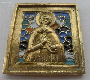 Меднолитая икона Уар. Эмаль.