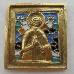 Меднолитая икона Уар. Эмаль.