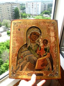 Икона "Шуйская-Смоленская Богородица". Сусальное золото. Ана