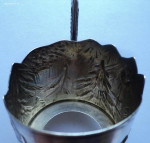 Довоенный подстаканник «охота на медведя» серебро 875.