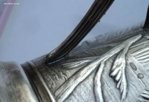 Довоенный подстаканник «охота на медведя» серебро 875.