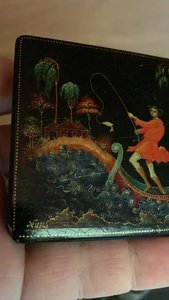 ШКАТУЛКА РЫБАК №1881 ПАЛЕХ А.Косарев 1935год СУПЕР!!! R