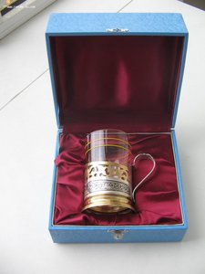 Подстаканник кубачи. Стакан. Коробка.