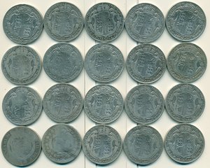 20 монет по 1/2 кроны! ___ СЕРЕБРО! 925 ПРОБА ___ 273 грамма
