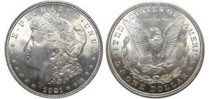 1$ США. Морган 1921 г. PCGS (MS-64)