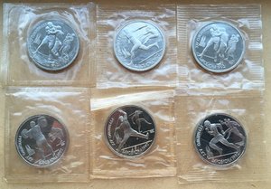 Монеты Барселона 6 шт в запайке.