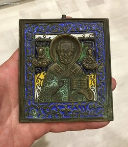 Икона Николай Чудотворец. 6 цветов эмали. Состояние!!!