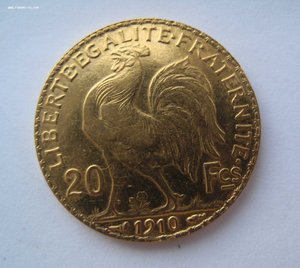 Франция, 20 франков 1910 г. Золото