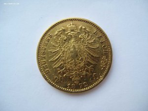 20 марок 1872 г, Золото
