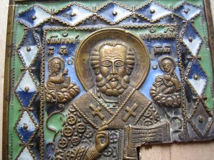Никола Чудотворец 5 цв. врезка в бальзу.