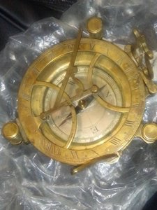 Навигаторский компас с сектантом и солн. часами Платина 417г