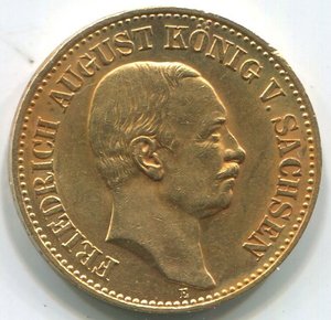 20 марок Саксония 1905г. ЗОЛОТО.