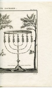 Менора Иудаизм Евреи Иудеи Израиль Маслины Гравюра 1836 год