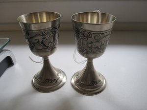 Серебряные рюмки " Волк " и "Рысь" Северная Чернь