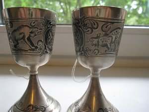 Серебряные рюмки " Волк " и "Рысь" Северная Чернь