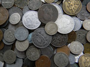 Старинные монеты Европы на вес от 1 кг