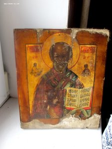 Икона "Николай Чудотворец" Сусальное золото. Гуслицы