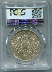 5 марок Гамбург в слабе PCGS MS64