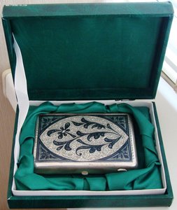 Портсигар серебро 875 в коробке.