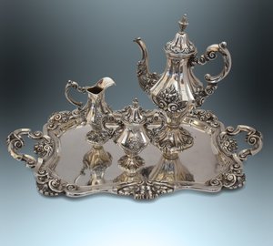 Набор для кофе в стиле Art Nouveau, Португалия, серебро!