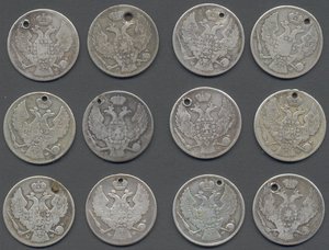 30 копеек - 2 ZLOTE 1830 гг. (дырки) 12 шт.