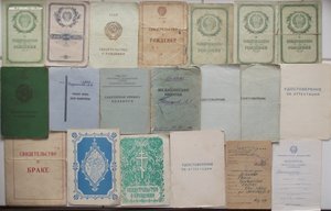 куча дипломов,удостоверений свидетельств и других документов