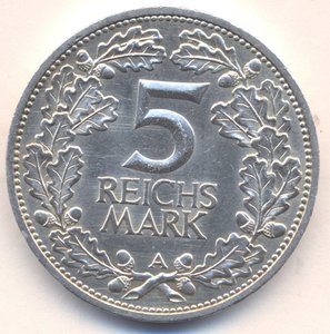 5 марок 1925 А. - " 1000-летие Рейнланда ".