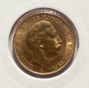 20 марок Вильгельм. 1912 год. Золото. Продажа.
