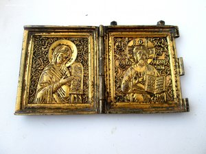 Складень"Деисус" Золочение. Сохран!!!