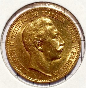 20 марок Вильгельм. 1900 год. Золото. Продажа.