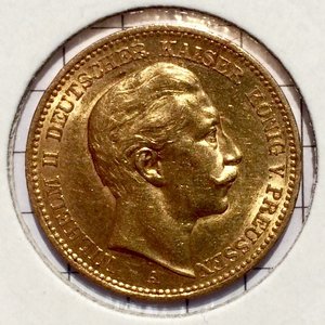 20 марок Вильгельм. 1900 год. Золото. Продажа.