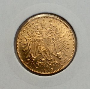 20 крон. 1915 г. Золото. Австрия. Франц- Иосиф.