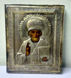 Икона Никола Мерликийский СЕРЕБРО 84 пр. +КИОТ
