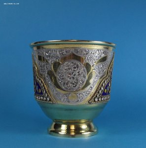 Серебряная чайная пара, в эмалях 875 пр.